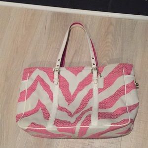 Coach bag pink white zebra